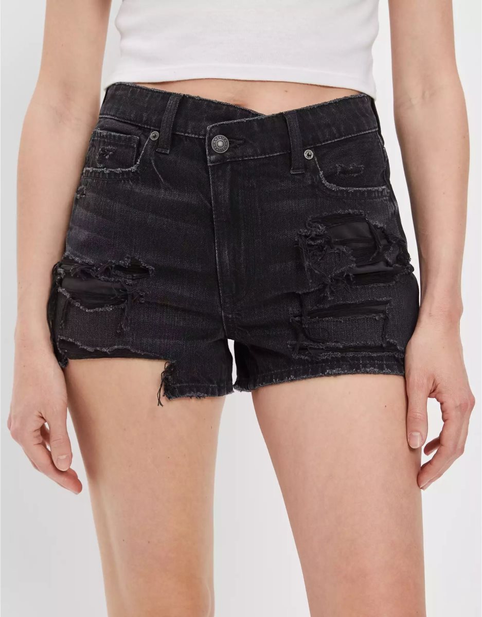 Shorts American Eagle AE Denim Mom Noir Femme | DQY-21011726